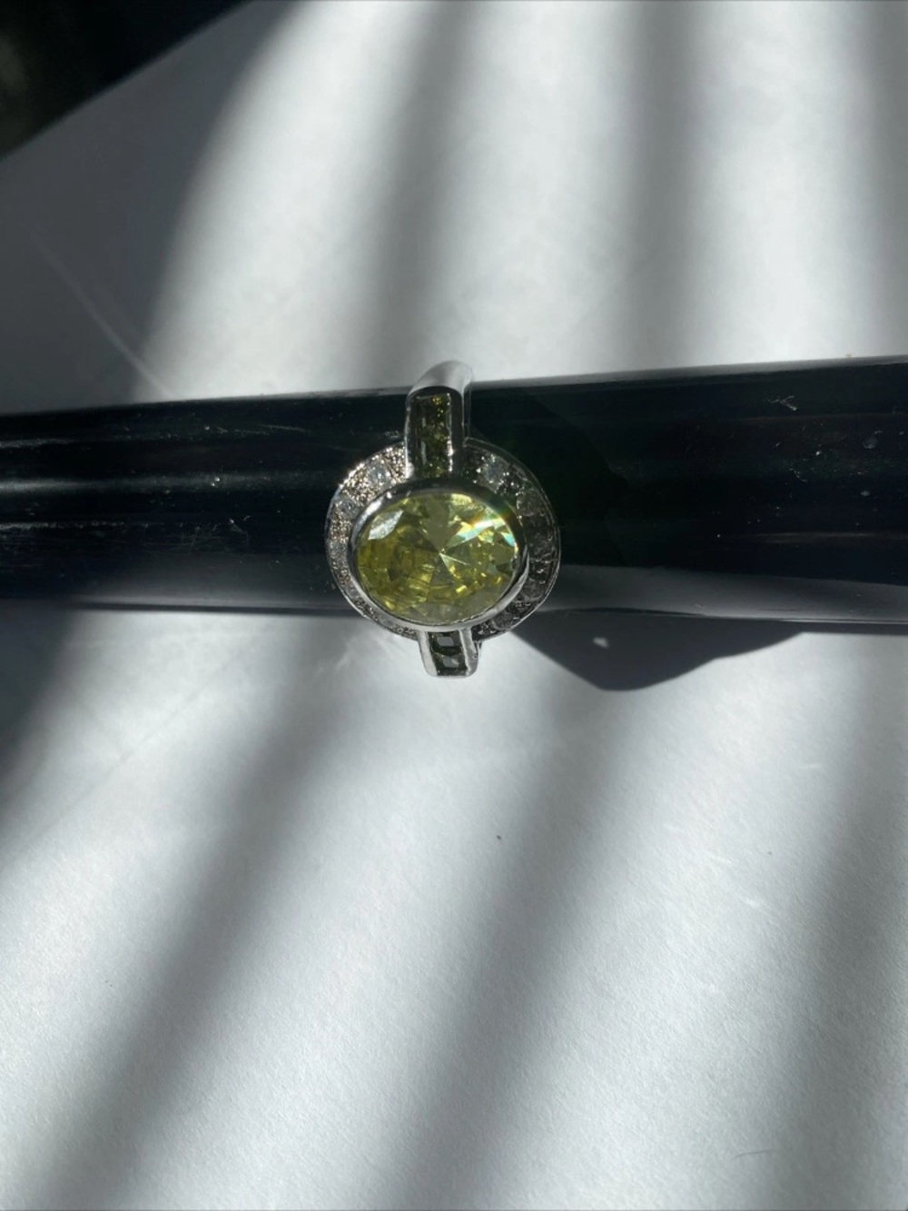 Yellow Gemstone Halo Ring - Elegant Women's Jewelry 10 sterling new
